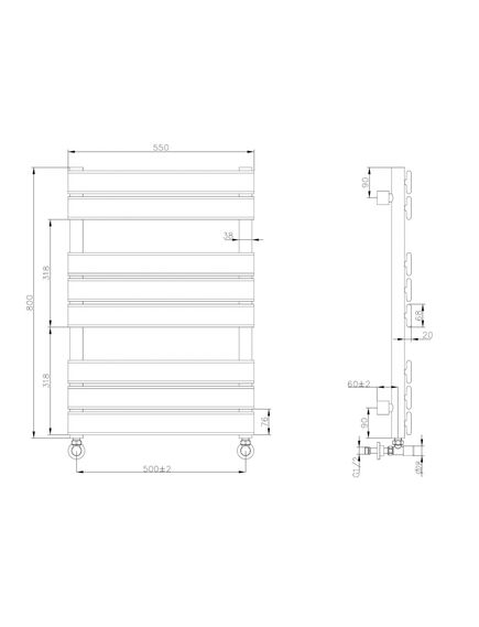 Купить BOHEME Полотенцесушитель водяной, Venturo Matt black 720-B (720-b) по цене 66274 руб., в Санкт-Петебруге в интернет магазине 100-Систем, а также дургие товары BOHEME из раздела Водяные полотенцесушители и Полотенцесушители