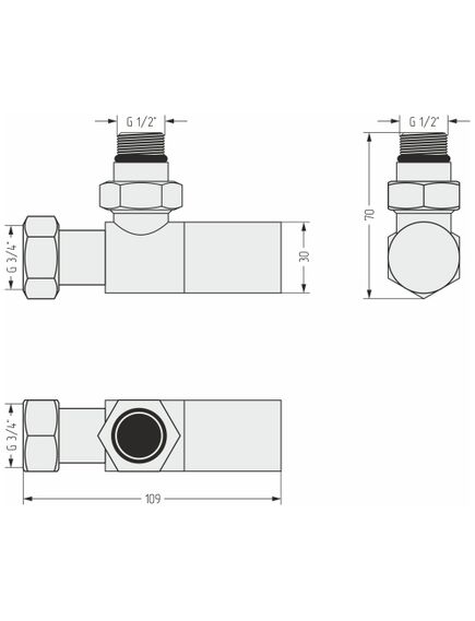 Купить Вентиль Сунержа угловой цилиндр G 1/2" НР х G 3/4" НГ (020-1400-1234) по цене 7240 руб., в Санкт-Петебруге в интернет магазине 100-Систем, а также дургие товары Сунержа из раздела Комплектующие и Полотенцесушители