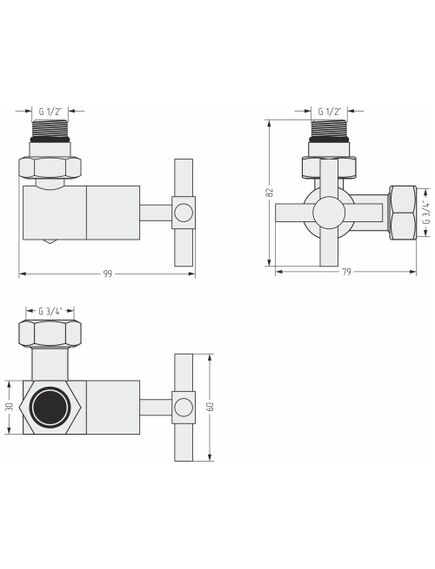 Купить Вентиль Сунержа 3D левый (крест) G 1/2" НР х G 3/4" НГ (032-1410-1234) по цене 13200 руб., в Санкт-Петебруге в интернет магазине 100-Систем, а также дургие товары Сунержа из раздела Комплектующие и Полотенцесушители