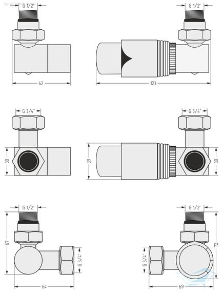 Купить Автоматический терморегулятор Сунержа 3D правый G 1/2" НР х G 3/4" НГ (набор) (31-1422-6207) по цене 23230 руб., в Санкт-Петебруге в интернет магазине 100-Систем, а также дургие товары Сунержа из раздела Комплектующие и Полотенцесушители