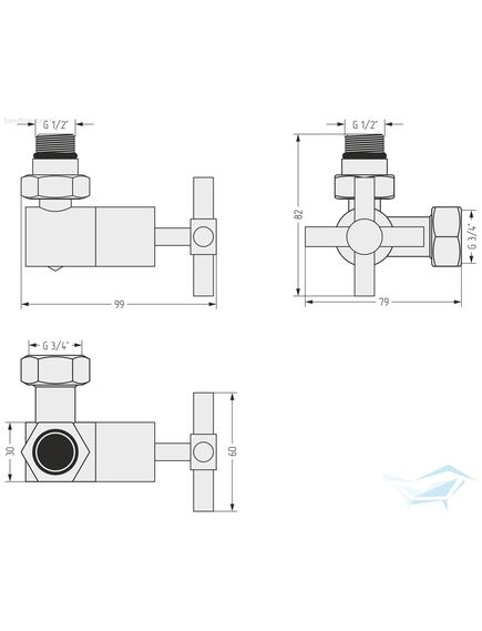 Купить Вентиль Сунержа 3D левый (крест) G 1/2" НР х G 3/4" НГ (05-1410-1234) по цене 13490 руб., в Санкт-Петебруге в интернет магазине 100-Систем, а также дургие товары Сунержа из раздела Комплектующие и Полотенцесушители