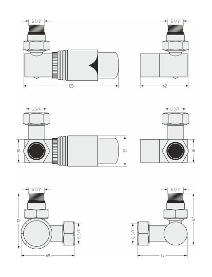 Купить Автоматический терморегулятор Сунержа 3D левый G 1/2" НР х G 3/4" НГ (набор) (15-1421-6203) по цене 18760 руб., в Санкт-Петебруге в интернет магазине 100-Систем, а также дургие товары Сунержа из раздела Комплектующие и Полотенцесушители
