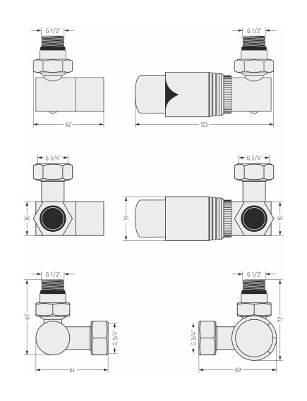Купить Автоматический терморегулятор Сунержа 3D правый G 1/2" НР х G 3/4" НГ (набор) (071-1422-0000) по цене 29610 руб., в Санкт-Петебруге в интернет магазине 100-Систем, а также дургие товары Сунержа из раздела Комплектующие и Полотенцесушители