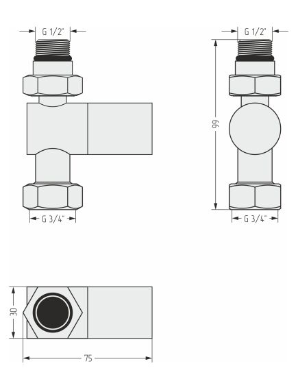 Купить Вентиль Сунержа прямой цилиндр G 1/2" НР х G 3/4" НГ (31-1401-1234) по цене 5750 руб., в Санкт-Петебруге в интернет магазине 100-Систем, а также дургие товары Сунержа из раздела Комплектующие и Полотенцесушители