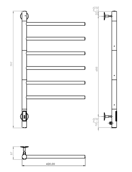Купить Полотенцесушитель электрический Vincea VTD-1S2CE 43х80, хром, таймер, , шт (vtd-1s2ce) по цене 25089.5 руб., в Санкт-Петебруге в интернет магазине 100-Систем, а также дургие товары Vincea из раздела Электрические полотенцесушители и Полотенцесушители
