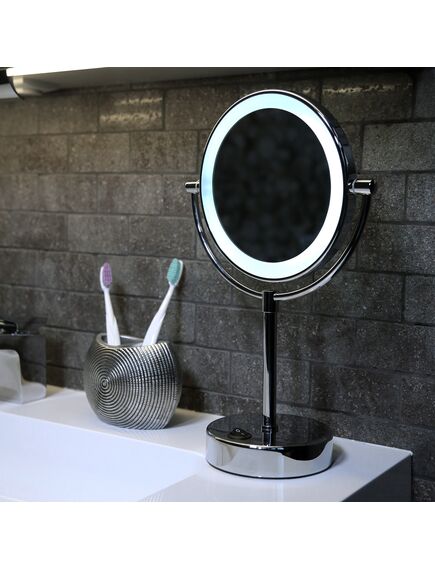 Купить K-1005 Зеркало с LED-подсветкой двухстороннее, стандартное и с 3-х кратным увеличением (k-1005) по цене 12350 руб., в Санкт-Петебруге в интернет магазине 100-Систем, а также дургие товары WasserKRAFT из раздела Косметические зеркала и Аксессуары для ванной комнаты