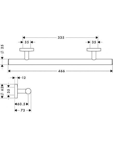 Купить HG Logis, поручень 40513, 466 мм, хром (40513000) по цене 16350.44 руб., в Санкт-Петебруге в интернет магазине 100-Систем, а также дургие товары HANSGROHE из раздела Поручни, сиденья, стойки для ванны и душа и Аксессуары для ванной комнаты
