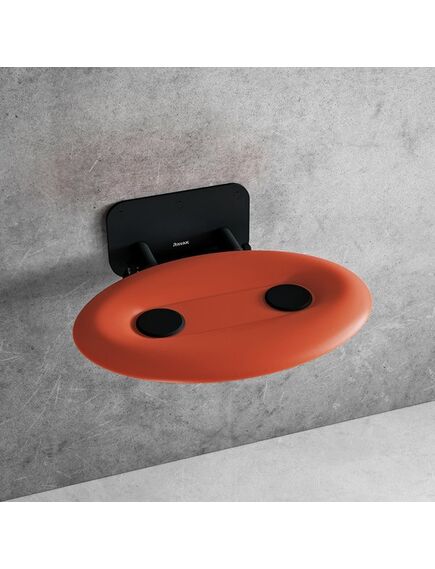 Купить Универсальное складное сиденье для душа OVO-P II-ORANGE/BLACK (b8f0000058) по цене 39490 руб., в Санкт-Петебруге в интернет магазине 100-Систем, а также дургие товары RAVAK из раздела Поручни, сиденья, стойки для ванны и душа и Аксессуары для ванной комнаты