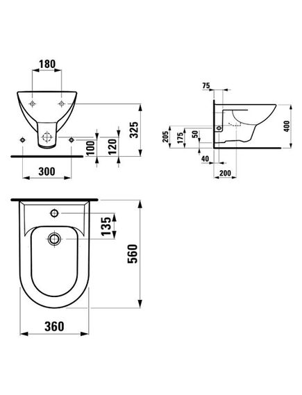 Купить Биде Laufen Pro 8.3095.1 подвесное без крышки (8.3095.1.000.304.1) по цене 10605.27 руб., в Санкт-Петебруге в интернет магазине 100-Систем, а также дургие товары LAUFEN из раздела Биде подвесные и Биде и писсуары