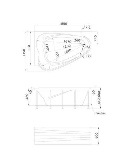 Купить 1Marka Ванна "LOVE" 185х135 R (01лв1813п) по цене 52226 руб., в Санкт-Петебруге в интернет магазине 100-Систем, а также дургие товары 1MARKA из раздела Акриловые ванны и Ванны