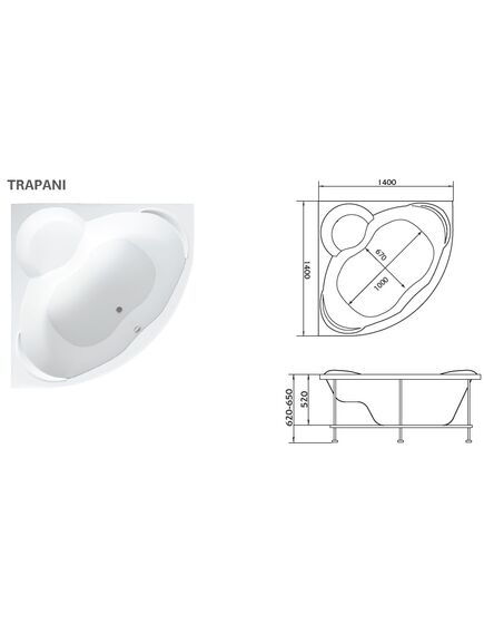 Купить 1Marka Ванна "TRAPANI" 140*140 (01тр1414) по цене 38383 руб., в Санкт-Петебруге в интернет магазине 100-Систем, а также дургие товары 1MARKA из раздела Акриловые ванны и Ванны