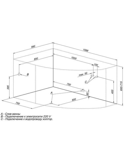Купить Акриловая ванна Aquanet Capri 160x100 L (с каркасом) (205476) по цене 35318 руб., в Санкт-Петебруге в интернет магазине 100-Систем, а также дургие товары AQUANET из раздела Акриловые ванны и Ванны