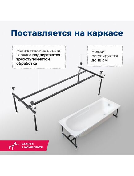 Купить Акриловая ванна Aquanet Extra 170x70 (с каркасом) (205482) по цене 18513 руб., в Санкт-Петебруге в интернет магазине 100-Систем, а также дургие товары AQUANET из раздела Акриловые ванны и Ванны