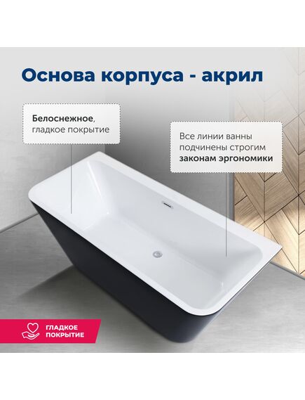Купить Акриловая ванна Aquanet Family Perfect 170x75 13775 Matt Finish (панель Black matte) (13775-mw-mb) по цене 153050 руб., в Санкт-Петебруге в интернет магазине 100-Систем, а также дургие товары AQUANET из раздела Акриловые ванны и Ванны