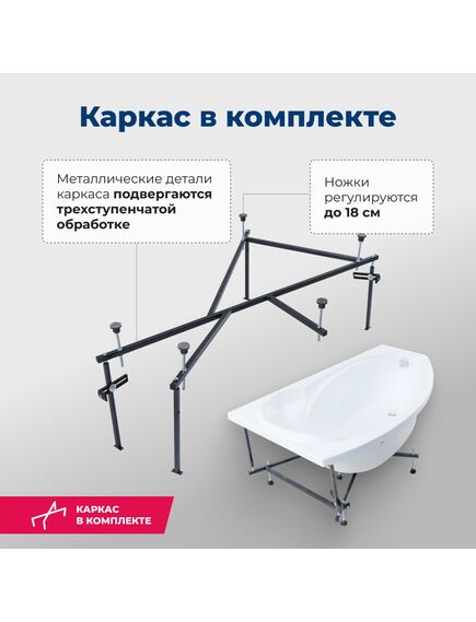 Купить Акриловая ванна Aquanet Jersey 170x90 L (с каркасом) (205405) по цене 33829 руб., в Санкт-Петебруге в интернет магазине 100-Систем, а также дургие товары AQUANET из раздела Акриловые ванны и Ванны