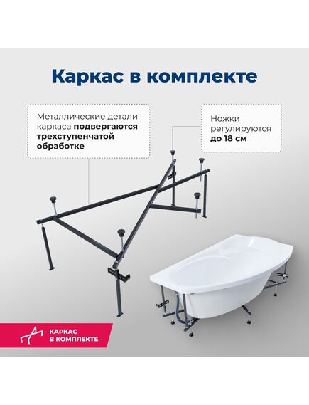 Купить Акриловая ванна Aquanet Jersey 170x90 R (с каркасом) (205329) по цене 33829 руб., в Санкт-Петебруге в интернет магазине 100-Систем, а также дургие товары AQUANET из раздела Акриловые ванны и Ванны