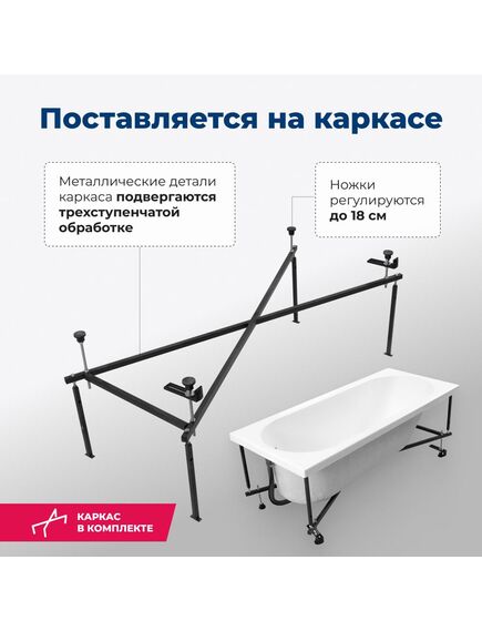 Купить Акриловая ванна Aquanet Nord 160x70 (с каркасом) (205533) по цене 21964 руб., в Санкт-Петебруге в интернет магазине 100-Систем, а также дургие товары AQUANET из раздела Акриловые ванны и Ванны