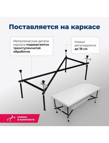 Купить Акриловая ванна Aquanet Roma 150x70 (с каркасом) (205541) по цене 19905 руб., в Санкт-Петебруге в интернет магазине 100-Систем, а также дургие товары AQUANET из раздела Акриловые ванны и Ванны