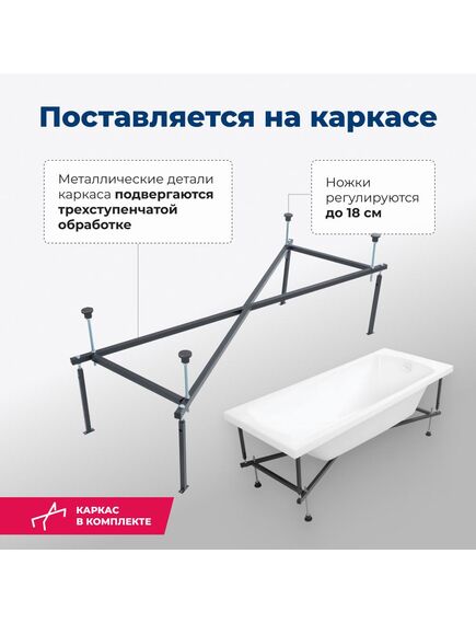 Купить Акриловая ванна Aquanet Roma 170x70 (с каркасом) (205375) по цене 21744 руб., в Санкт-Петебруге в интернет магазине 100-Систем, а также дургие товары AQUANET из раздела Акриловые ванны и Ванны