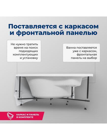 Купить Акриловая ванна Aquanet Santiago 160x160 (с каркасом) (205545) по цене 53451 руб., в Санкт-Петебруге в интернет магазине 100-Систем, а также дургие товары AQUANET из раздела Акриловые ванны и Ванны