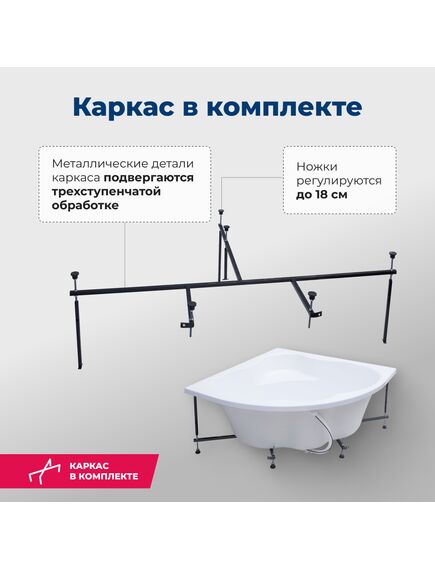 Купить Акриловая ванна Aquanet Santiago 160x160 (с каркасом) (205545) по цене 53451 руб., в Санкт-Петебруге в интернет магазине 100-Систем, а также дургие товары AQUANET из раздела Акриловые ванны и Ванны