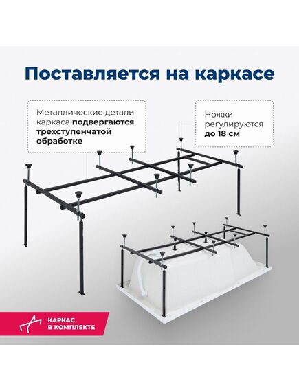 Купить Акриловая ванна Aquanet Vega 190x100 (с каркасом) (205556) по цене 51126 руб., в Санкт-Петебруге в интернет магазине 100-Систем, а также дургие товары AQUANET из раздела Акриловые ванны и Ванны