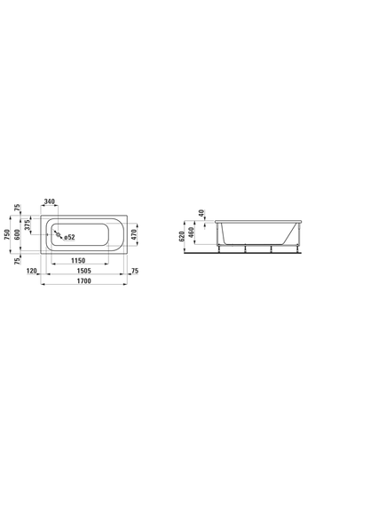 Купить Акриловая ванна Laufen Solutions 170x75  2.2350.1.000.000.1 (2.2350.1.000.000.1) по цене 109827.77 руб., в Санкт-Петебруге в интернет магазине 100-Систем, а также дургие товары LAUFEN из раздела Акриловые ванны и Ванны