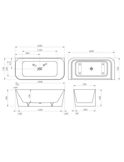 Купить Акриловая ванна ABBER AB9223-1.6 (ab9223-1.6) по цене 97750 руб., в Санкт-Петебруге в интернет магазине 100-Систем, а также дургие товары ABBER из раздела Акриловые ванны и Ванны