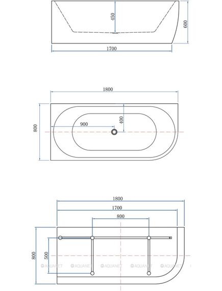 Купить Акриловая ванна Aquanet Family Elegant A 180x80 3805N Matt Finish (панель Black matte) (3805-n-mw-mb) по цене 151060 руб., в Санкт-Петебруге в интернет магазине 100-Систем, а также дургие товары AQUANET из раздела Акриловые ванны и Ванны