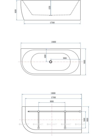 Купить Акриловая ванна Aquanet Family Elegant B 180x80 3806N Matt Finish (3806-n-mw) по цене 131100 руб., в Санкт-Петебруге в интернет магазине 100-Систем, а также дургие товары AQUANET из раздела Акриловые ванны и Ванны