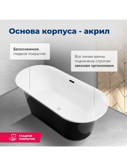 Купить Акриловая ванна Aquanet Family Smart 170x78 88778 Gloss Finish черный глянец (88778-gb) по цене 137080 руб., в Санкт-Петебруге в интернет магазине 100-Систем, а также дургие товары AQUANET из раздела Акриловые ванны и Ванны