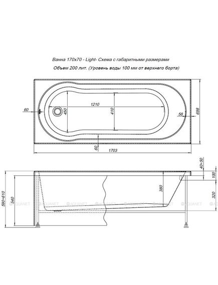 Купить Акриловая ванна Aquanet Light 170x70 (с каркасом) (244927) по цене 27842 руб., в Санкт-Петебруге в интернет магазине 100-Систем, а также дургие товары AQUANET из раздела Акриловые ванны и Ванны