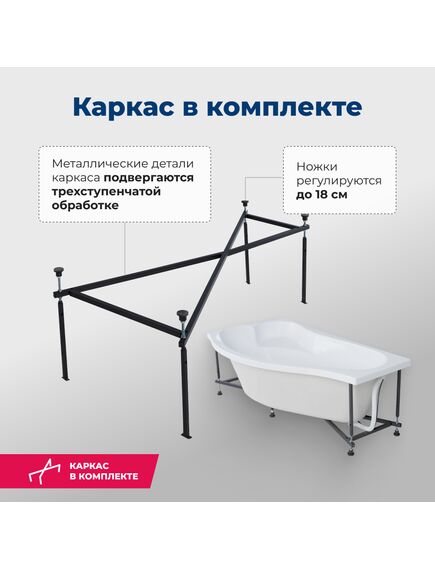 Купить Акриловая ванна Aquanet Palma 170x90/60 L (с каркасом) (205737) по цене 36788 руб., в Санкт-Петебруге в интернет магазине 100-Систем, а также дургие товары AQUANET из раздела Акриловые ванны и Ванны
