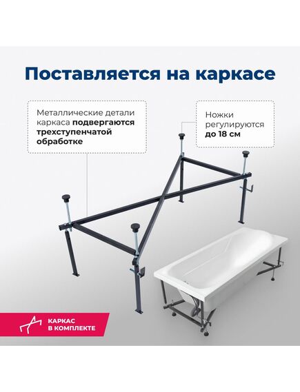 Купить Акриловая ванна Aquanet West 160x70 (с каркасом) (205564) по цене 20353 руб., в Санкт-Петебруге в интернет магазине 100-Систем, а также дургие товары AQUANET из раздела Акриловые ванны и Ванны