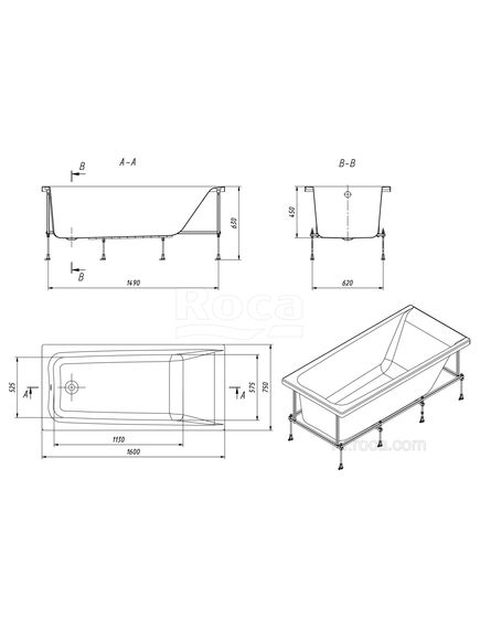 Купить Акриловая ванна Roca Elba 160х75 прямоугольная белая 248619000 (248619000) по цене 23065.77 руб., в Санкт-Петебруге в интернет магазине 100-Систем, а также дургие товары ROCA из раздела Акриловые ванны и Ванны