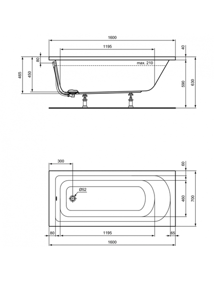 Купить Прямоугольная ванна 160х70 см Ideal Standard HOTLINE K274501 (k274501) по цене 34727.55 руб., в Санкт-Петебруге в интернет магазине 100-Систем, а также дургие товары IDEAL STANDARD из раздела Акриловые ванны и Ванны