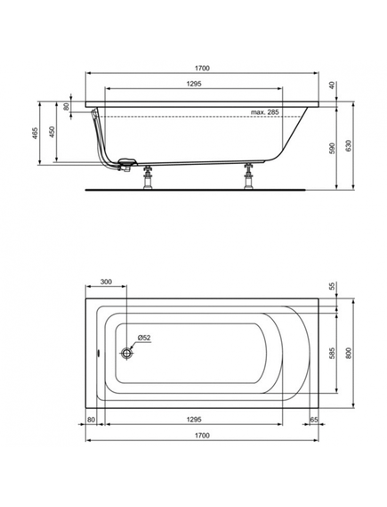 Купить Прямоугольная ванна 170х80 см Ideal Standard HOTLINE K274701 (k274701) по цене 39963.87 руб., в Санкт-Петебруге в интернет магазине 100-Систем, а также дургие товары IDEAL STANDARD из раздела Акриловые ванны и Ванны