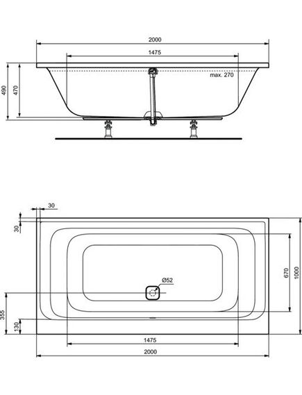 Купить Прямоугольная встраиваемая акриловая ванна 200X100 см Ideal Standard TONIC II K746601 (k746601) по цене 96470.16 руб., в Санкт-Петебруге в интернет магазине 100-Систем, а также дургие товары IDEAL STANDARD из раздела Акриловые ванны и Ванны