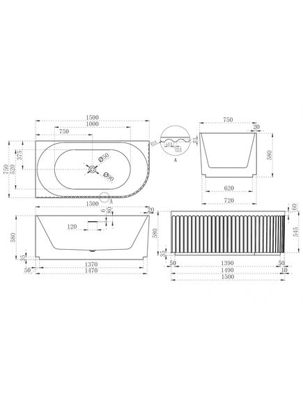 Купить Акриловая ванна ABBER AB9412-1.5 L (ab9412-1.5 l) по цене 113050 руб., в Санкт-Петебруге в интернет магазине 100-Систем, а также дургие товары ABBER из раздела Акриловые ванны и Ванны