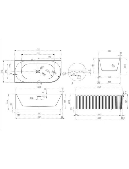 Купить Акриловая ванна ABBER AB9412-1.7 L (ab9412-1.7 l) по цене 119000 руб., в Санкт-Петебруге в интернет магазине 100-Систем, а также дургие товары ABBER из раздела Акриловые ванны и Ванны