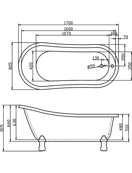 Купить Акриловая ванна 170х80 BelBagno BB04 (bb04) по цене 66800 руб., в Санкт-Петебруге в интернет магазине 100-Систем, а также дургие товары BelBagno из раздела Акриловые ванны и Ванны