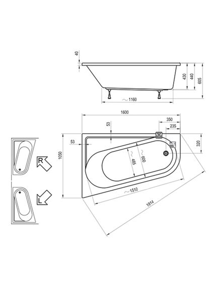 Купить Акриловая ванна 160х105 Ravak Chrome CA51000000 L (ca51000000) по цене 63690 руб., в Санкт-Петебруге в интернет магазине 100-Систем, а также дургие товары RAVAK из раздела Акриловые ванны и Ванны