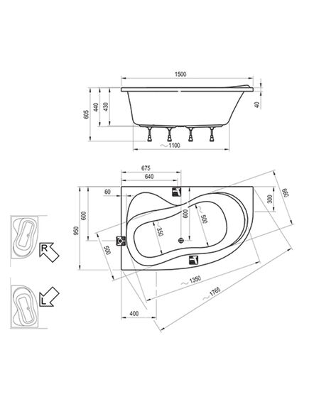 Купить Акриловая ванна Ravak Rosa 95 150x95 белая 150 L (c551000000) по цене 62590 руб., в Санкт-Петебруге в интернет магазине 100-Систем, а также дургие товары RAVAK из раздела Акриловые ванны и Ванны