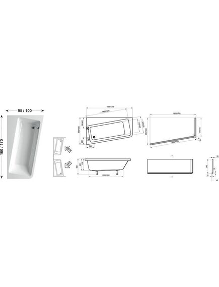 Купить Ванна акриловая Ravak 10°(TD) 170х100 правая (c821000000) по цене 65450 руб., в Санкт-Петебруге в интернет магазине 100-Систем, а также дургие товары RAVAK из раздела Акриловые ванны и Ванны