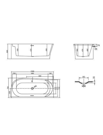 Купить Ванна акриловая Vincea VBT-301-1500R, 1500*780*600, цвет белый, правая, слив-перелив в комплекте, хр, , шт (vbt-301-1500r) по цене 79372.5 руб., в Санкт-Петебруге в интернет магазине 100-Систем, а также дургие товары Vincea из раздела Акриловые ванны и Ванны
