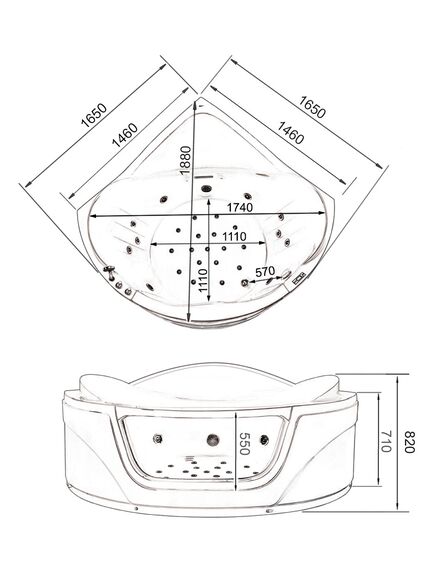 Купить Ванна акриловая Gemy G9247 K 165х165х82 см, с г/м, а/м, хромотерапия, белая (g9247 k) по цене 350000 руб., в Санкт-Петебруге в интернет магазине 100-Систем, а также дургие товары  из раздела Гидромассажные ванны и Ванны
