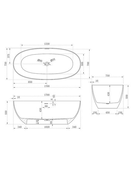 Купить Ванна из искусственного камня Vincea VBT-6S01MW, 1700*750*550, белый мат., слив-перелив в комплекте, , шт (vbt-6s01mw) по цене 160740 руб., в Санкт-Петебруге в интернет магазине 100-Систем, а также дургие товары Vincea из раздела Ванны из камня и Ванны