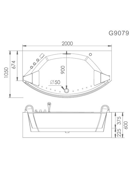 Купить Ванна акрил Gemy G9079 2000х1050х600, аэромассаж, подсветка, сенсор. пульт (g9079) по цене 290000 руб., в Санкт-Петебруге в интернет магазине 100-Систем, а также дургие товары  из раздела Гидромассажные ванны и Ванны