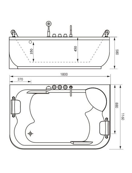 Купить Ванна акриловая Gemy G9085 O R 180х116х69 см, с г/м, а/м, хромотерапия, белая, правая (g9085 o r) по цене 382000 руб., в Санкт-Петебруге в интернет магазине 100-Систем, а также дургие товары  из раздела Гидромассажные ванны и Ванны