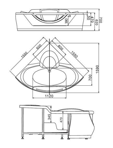 Купить Акриловая ванна Gemy G9025-II B 155х155 с гидромассажем (g9025 ii b) по цене 165000 руб., в Санкт-Петебруге в интернет магазине 100-Систем, а также дургие товары  из раздела Гидромассажные ванны и Ванны